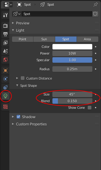 Spot Light Properties